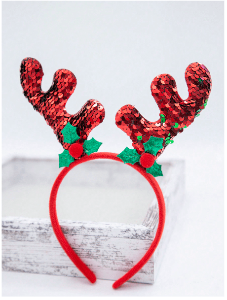 Christmas Headband For kids with shiney Reindeer Horns