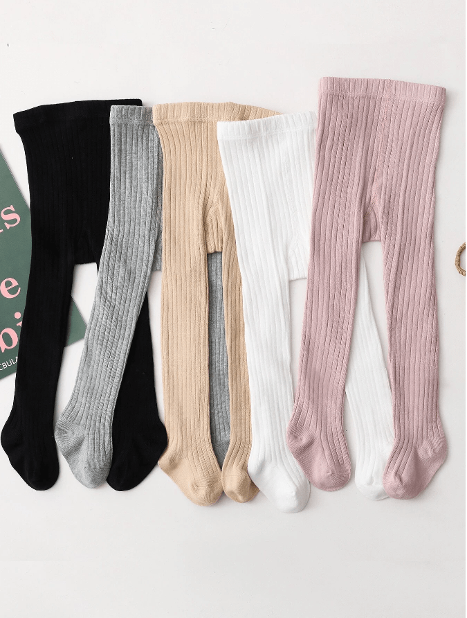 Toddler Solid Tights Stockings - Multicolor (Black, Grey, Brown, White/Pink)