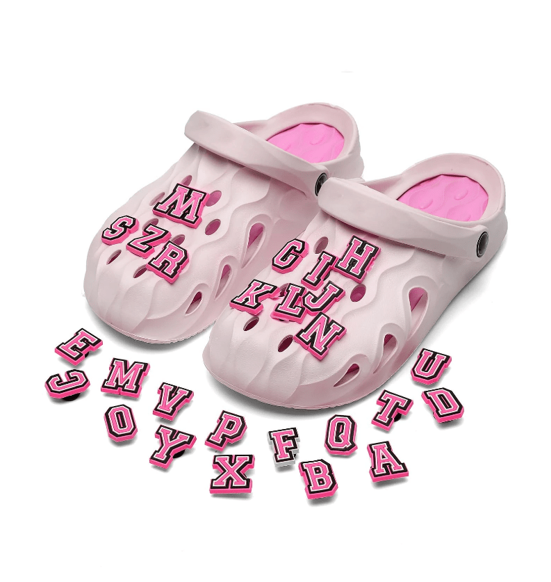 26 Letters Pink & White Shoe Accessories For Kids