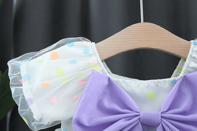 Purple Bow Dress, Toddler Girls Summer Puff Sleeve Tulle Dress, Summer Baby Clothes,Toddler Girl Summer Outfit,Baby Princess Dress