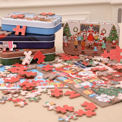 Christmas Fun Puzzle for Kids with 2 designs – Fireplace and Father Christmas. Boosts problem-solving, hand-eye coordination, and festive fun. Ages 3+.