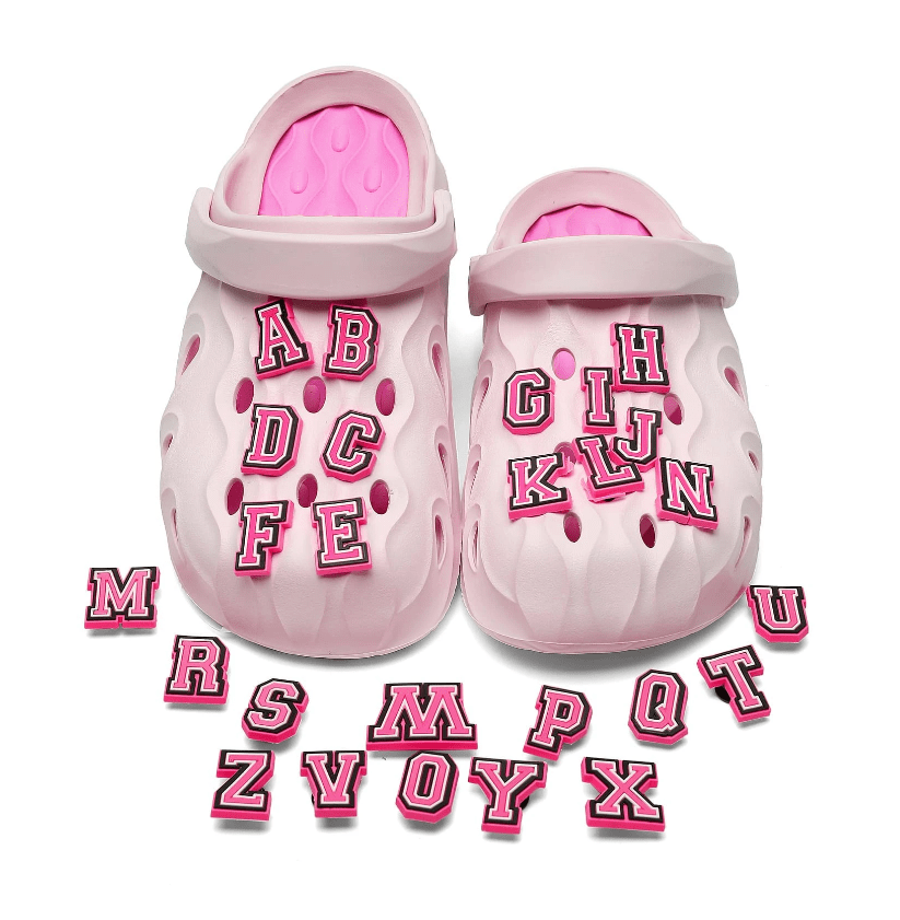 26 Letters Pink & White Shoe Accessories For Kids