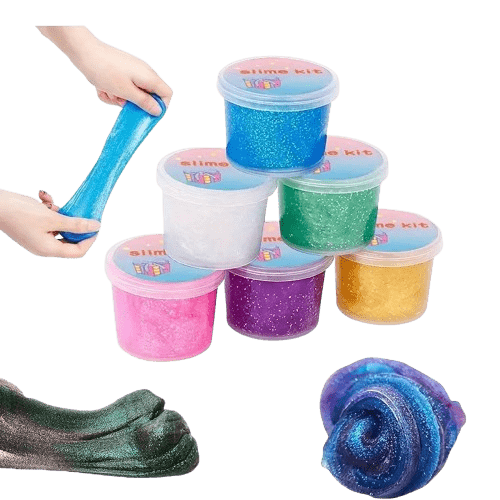Sparkling starry galaxy slime for kids – stretchy, glittery, and safe. Perfect for sensory play, creativity, and endless squishy fun. Ages 3+.