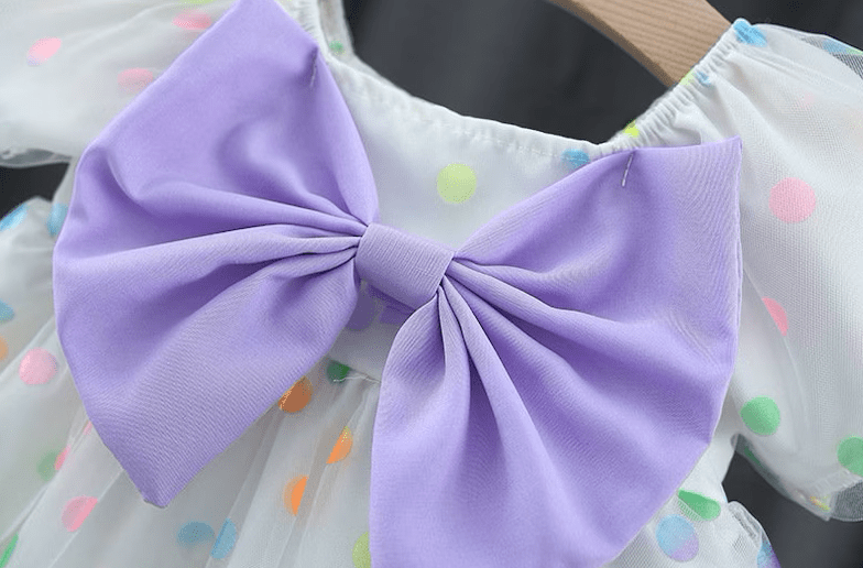 Purple Bow Dress, Toddler Girls Summer Puff Sleeve Tulle Dress, Summer Baby Clothes,Toddler Girl Summer Outfit,Baby Princess Dress