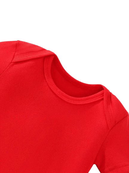 Adorable “My First Christmas” red romper for newborns. Soft, comfy, unisex short-sleeve bodysuit — perfect for sunny festive days! Sizes 0–6 months.
