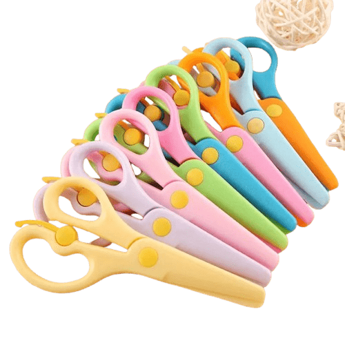 Safe and colorful kids scissors for school and crafts! 1 random color per pack. Child-friendly plastic with rounded tips for worry-free cutting.
