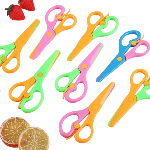Safe and colorful kids scissors for school and crafts! 1 random color per pack. Child-friendly plastic with rounded tips for worry-free cutting.