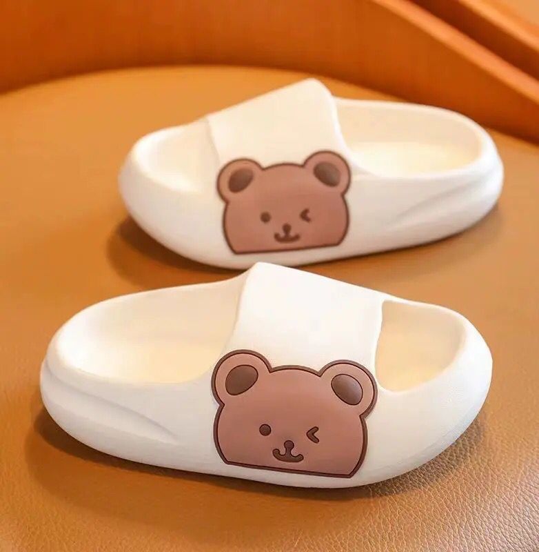 Color Blocking Unisex Kids Slippers Slides - White/Blue