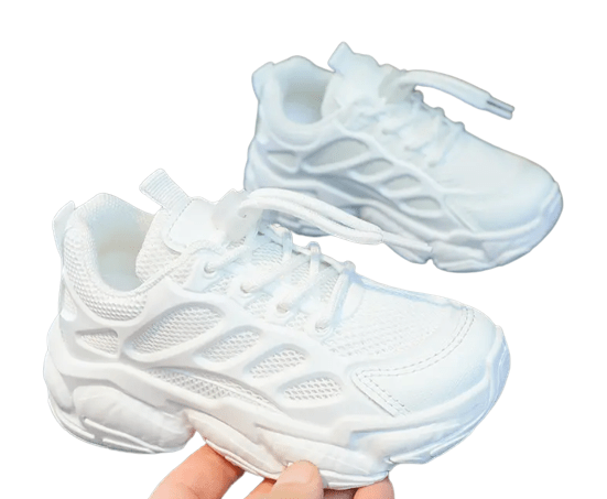 Girls white casual lace-up sneakers shoes