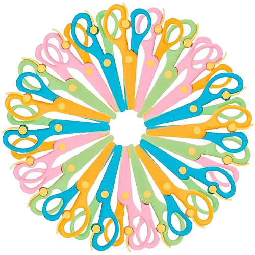 Safe and colorful kids scissors for school and crafts! 1 random color per pack. Child-friendly plastic with rounded tips for worry-free cutting.