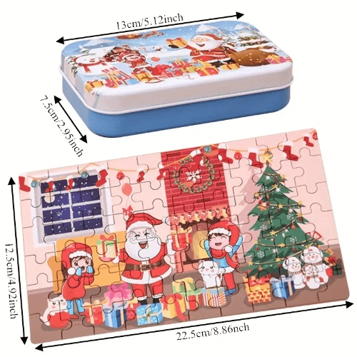 Christmas Fun Puzzle for Kids with 2 designs – Fireplace and Father Christmas. Boosts problem-solving, hand-eye coordination, and festive fun. Ages 3+.