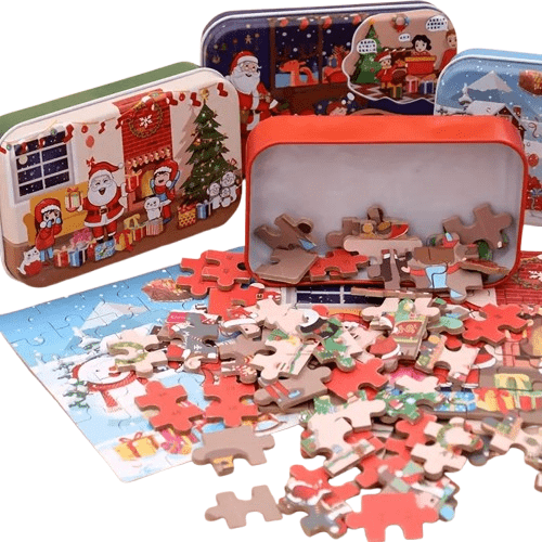 Christmas Fun Puzzle for Kids with 2 designs – Fireplace and Father Christmas. Boosts problem-solving, hand-eye coordination, and festive fun. Ages 3+.