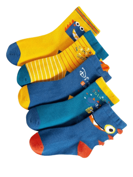 5 Pairs Multicolor Unisex Socks For Kids