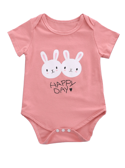 Pink bunny graphic bodysuit for baby