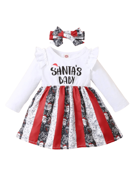 Christmas "Santa baby" dress with headband