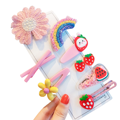 Cute Bunny Ear & Colorful Flowers Hair Accessories Little Girl Hair Clips Set