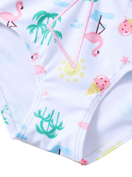 One piece flamingo swimsuit for girls.