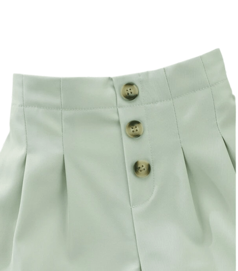 Girls short mint green pleated shorts
