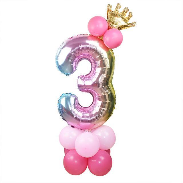 Crown Birthday Balloon Number 3 Wedding New Year Jumbo Huge Giant Foil | Adorbs Online