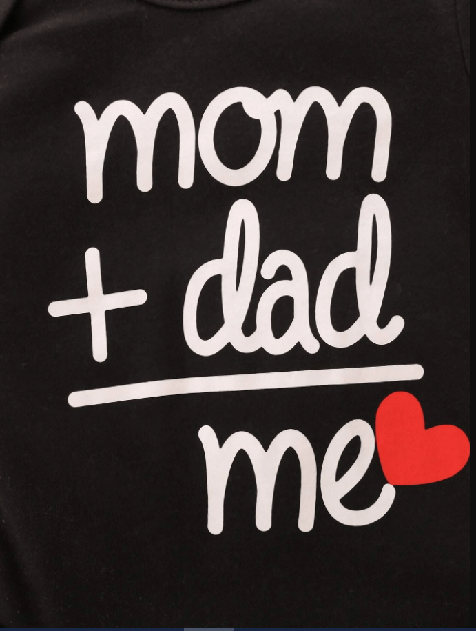 Mom + Dad = Me graphic short sleeve bodysuit for baby