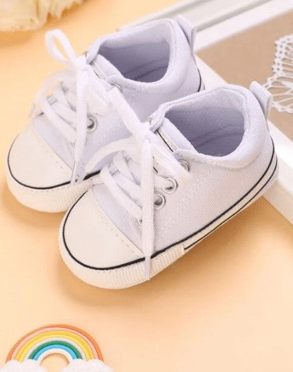 White Cute Lace Up Sneakers For Newborns