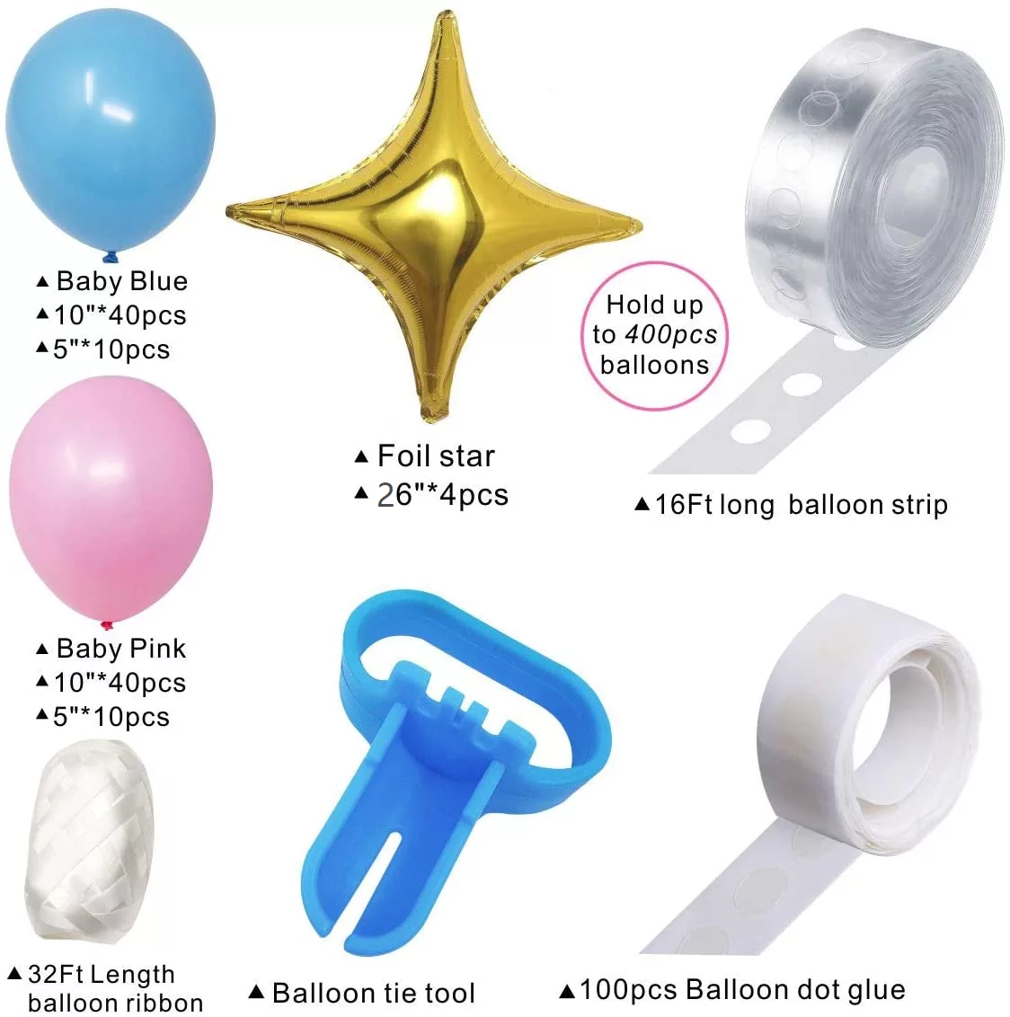 Party box - 104 Piece Pink, Blue, Gold Gender Reveal DIY Garland Kit | Adorbs Online