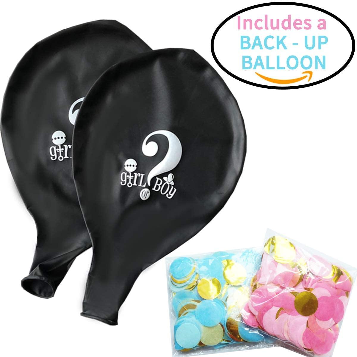 High Quality 36 Inch Gender Reveal Balloon With Pink & Blue Writing & Confetti | Adorbs Online
