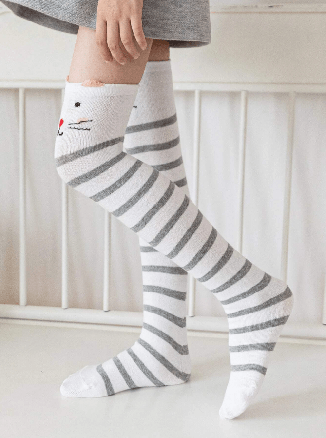 Long Over knee Knee Striped Socks For Girls