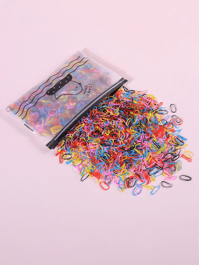 2000 Piece Todldler Girls Ponytail Elastic Translucent Rubber Hair Ties - Mix