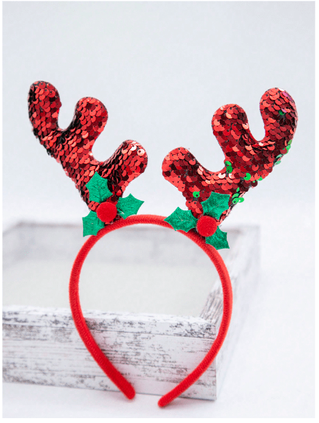 Christmas Headband For kids with shiney Reindeer Horns 