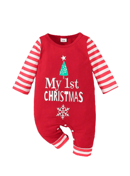 My 1st Christmas jumpsuit for newborn baby - Red