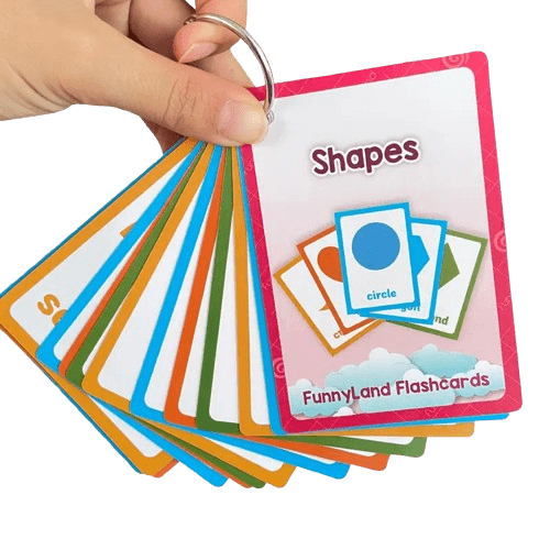 Fun and colorful shapes flashcards for kids! Waterproof and durable learning cards that help toddlers and preschoolers learn shapes easily. Ages 3+.