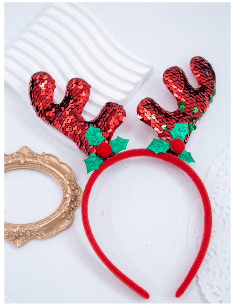 Christmas Headband For kids with shiney Reindeer Horns 