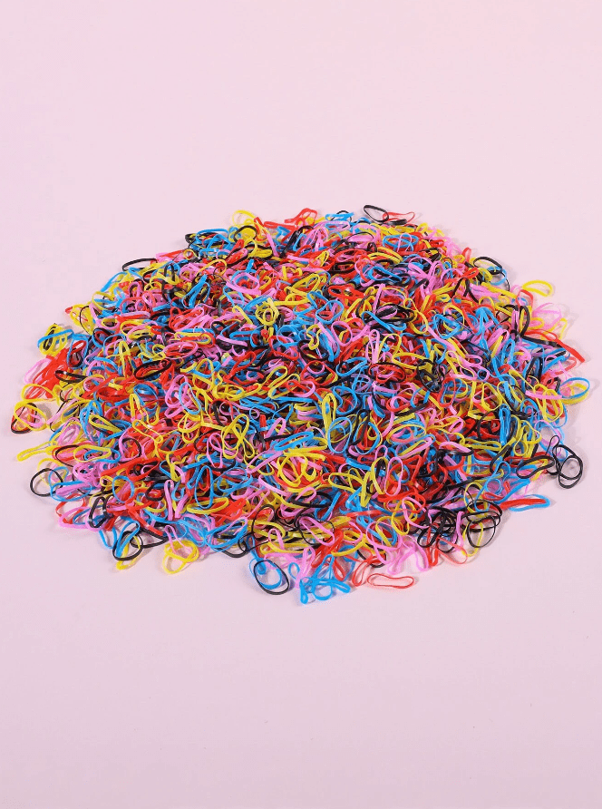 2000 Piece Todldler Girls Ponytail Elastic Translucent Rubber Hair Ties - Mix