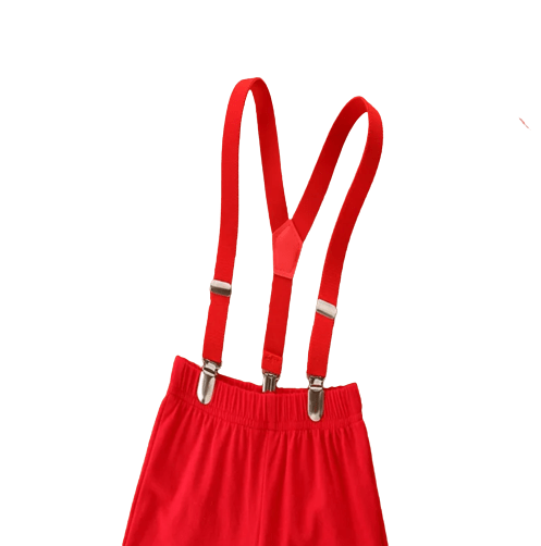 Boys Suspender Red Shorts & Black Short Sleeve Tee With Yellow Bow Tie