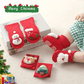 Christmas Snowman socks for babies 0–6 months. Soft, cozy, red socks with festive design — perfect for holiday wear or gifting.