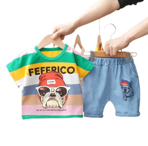 Baby Boy Clothing Set - Blue Jeans & Color Block T-Shirt