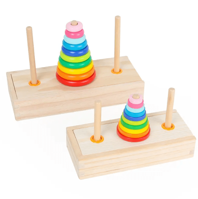 Rainbow stacking tower fun strategic educational game toys with different circle colors