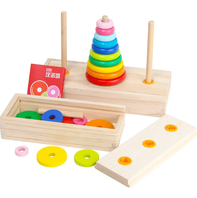 Rainbow stacking tower fun strategic educational game toys with different circle colors