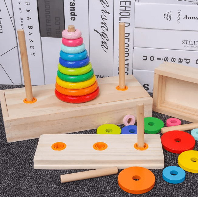 Rainbow stacking tower fun strategic educational game toys with different circle colors