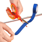 Safe, colorful left-handed kids scissors with blunt tips and soft grips. Perfect for school crafts and home projects. 1 piece per pack in a random color.