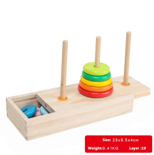 Rainbow stacking tower fun strategic educational game toys with different circle colors