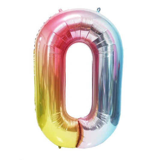 40 inch Gradient Rainbow Number 0 - Number Balloon | Adorbs Online