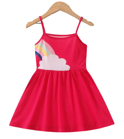 Girls hot pink short sleeve A line dress