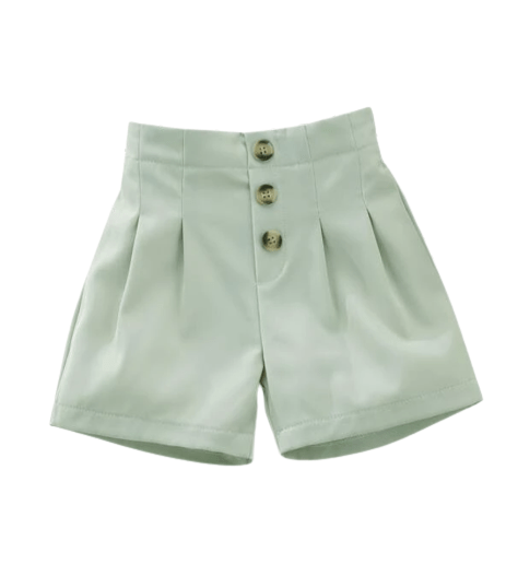 Girls short mint green pleated shorts