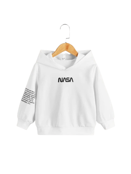 White NASA Hoodie For Kids