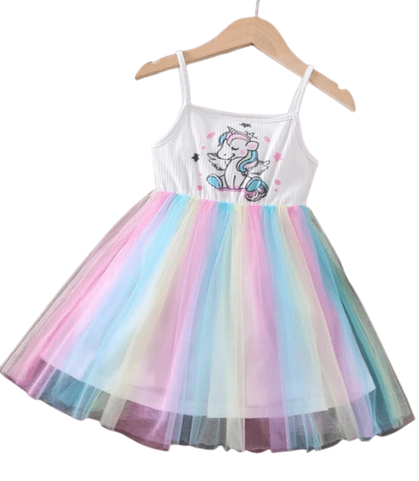 Girls ombre unicorn design short sleeve dress