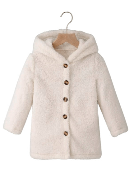 Girls teddy hooded coat white