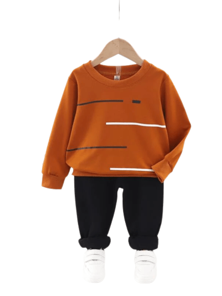 Boys Clothing Set - Striped Crewneck Jersey & Trackpants