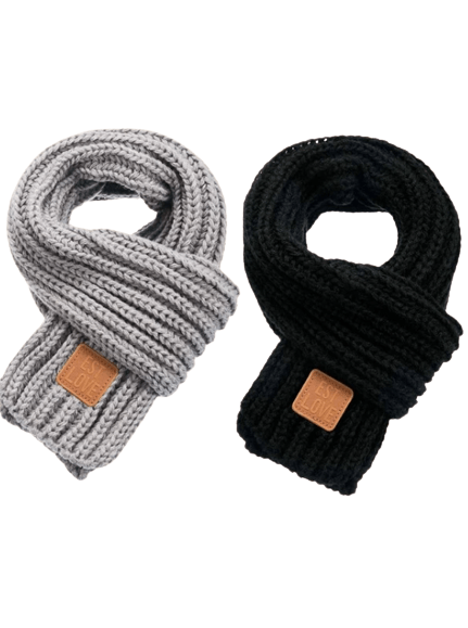 Kids Scarf knitted pattern black grey